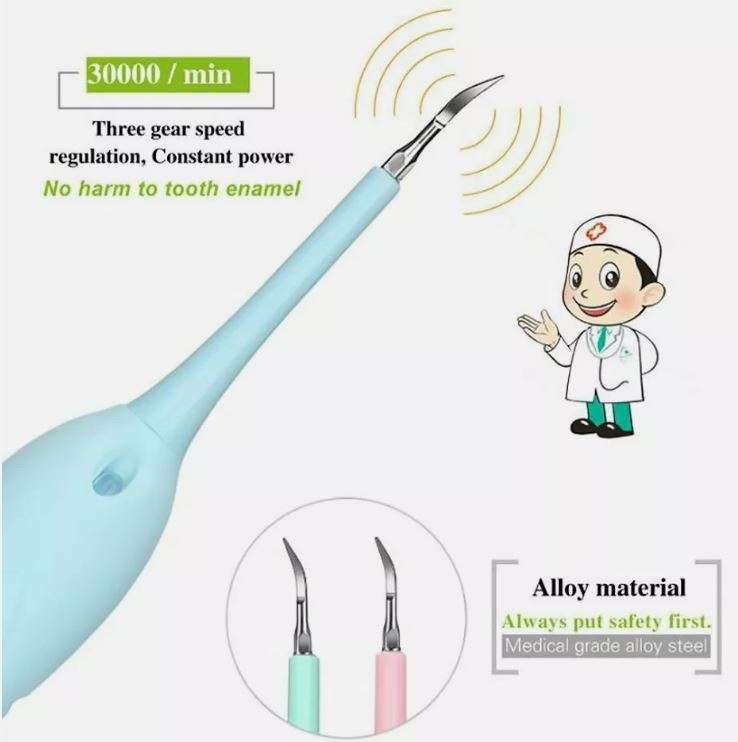 6-in-1 Electric Toothbrush and Calculus Remover Dental Care Tool Set in Blue