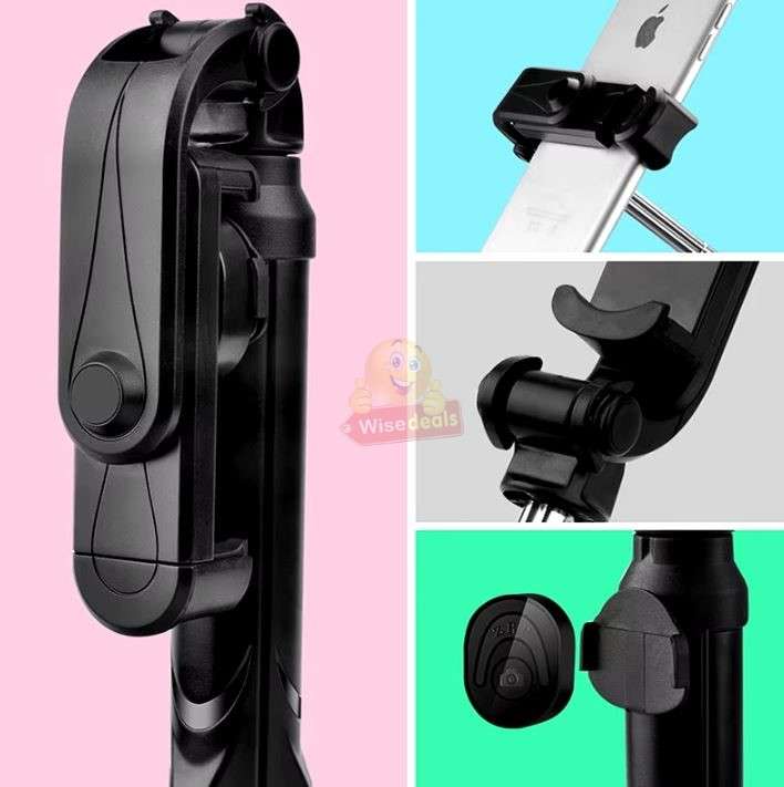 2-in-1 Bluetooth Tripod 360° Selfie Stick with Remote available in Black or Pink