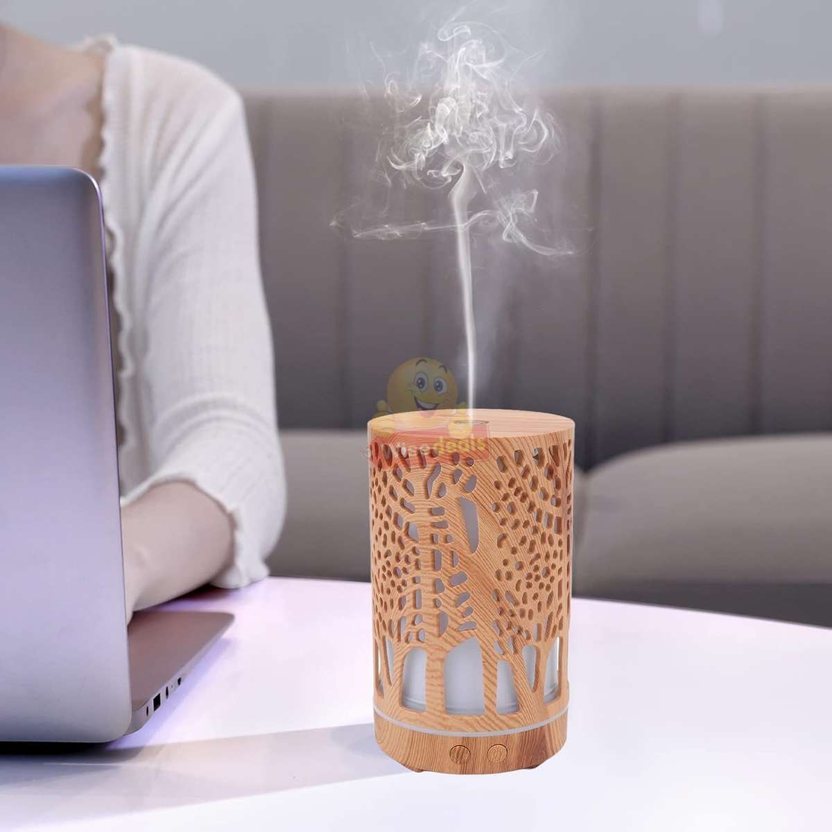 Wood Grain 7 LED Colour Light and Ultrasonic Humidifier Aroma Diffuser