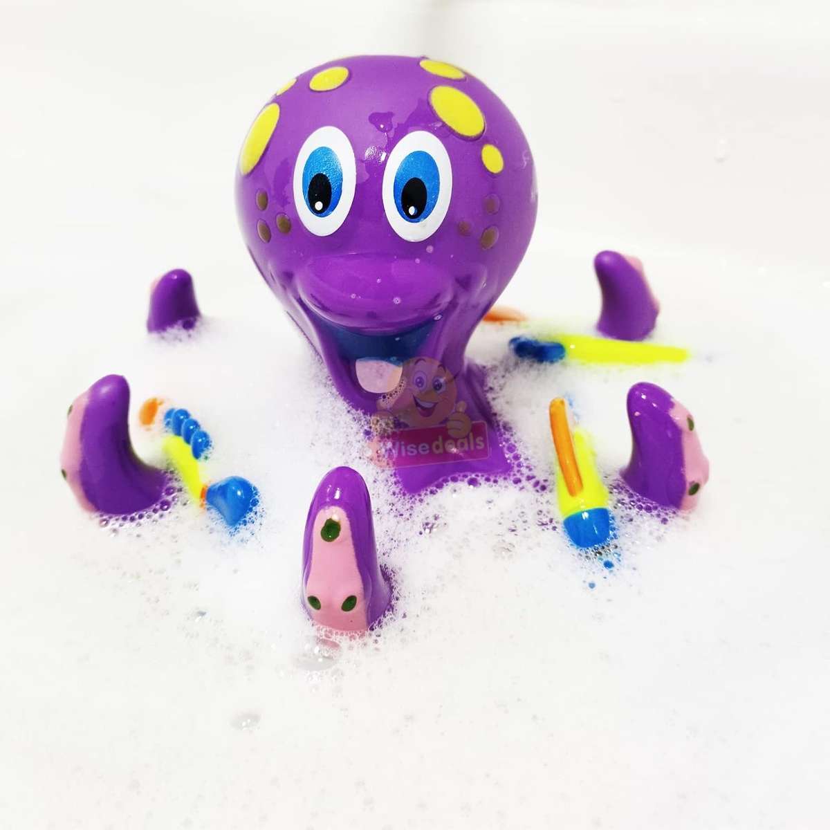 Floating Purple Octopus with 5 Hoopla Rings Interactive Bath Toy