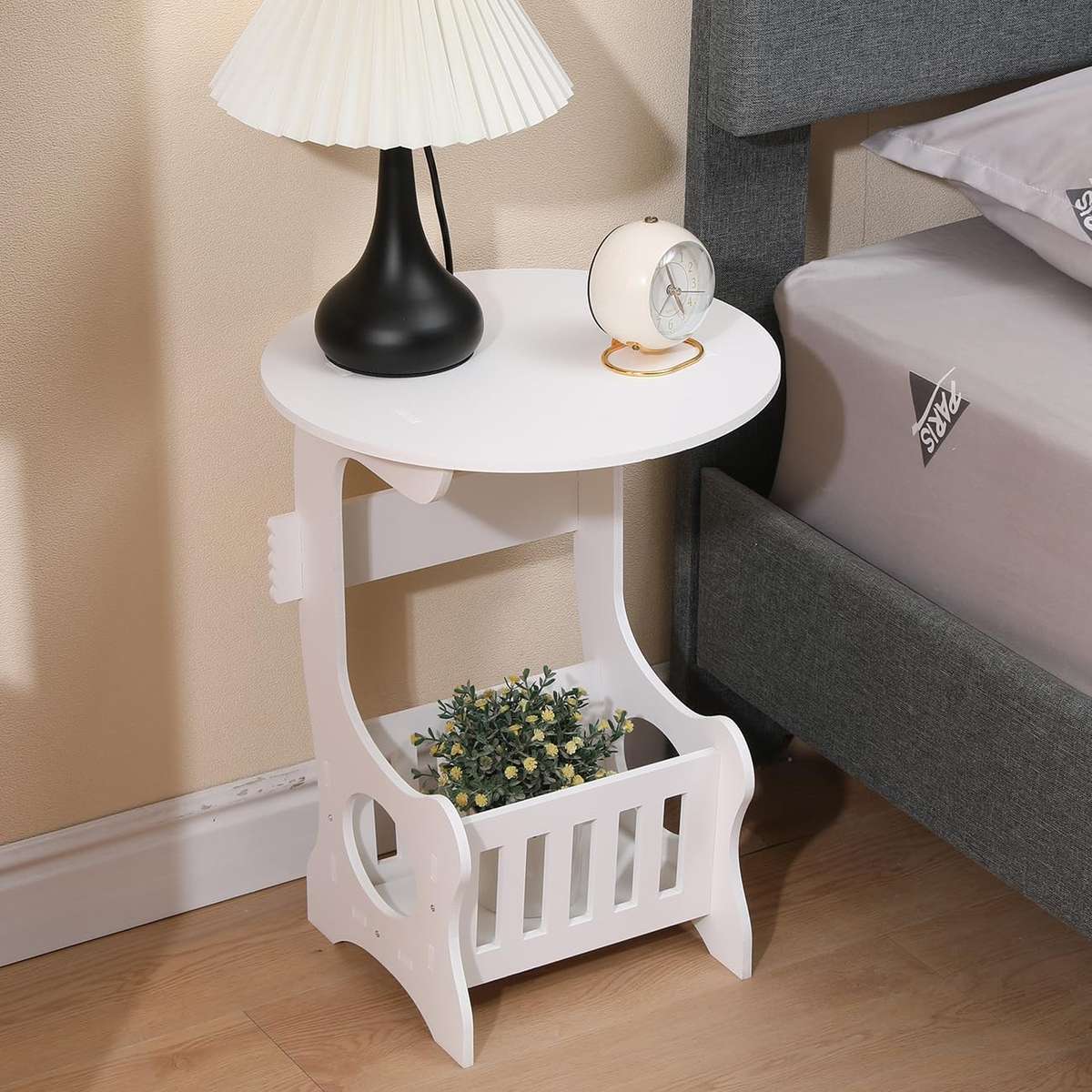 Mini Round Coffee Tea Home Living Room Magazine Storage Rack Bedside Table