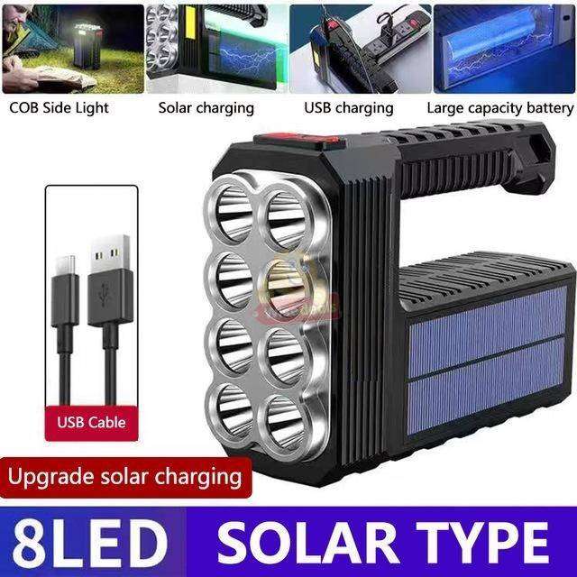 Dual Light Solar and USB LED Flashlight