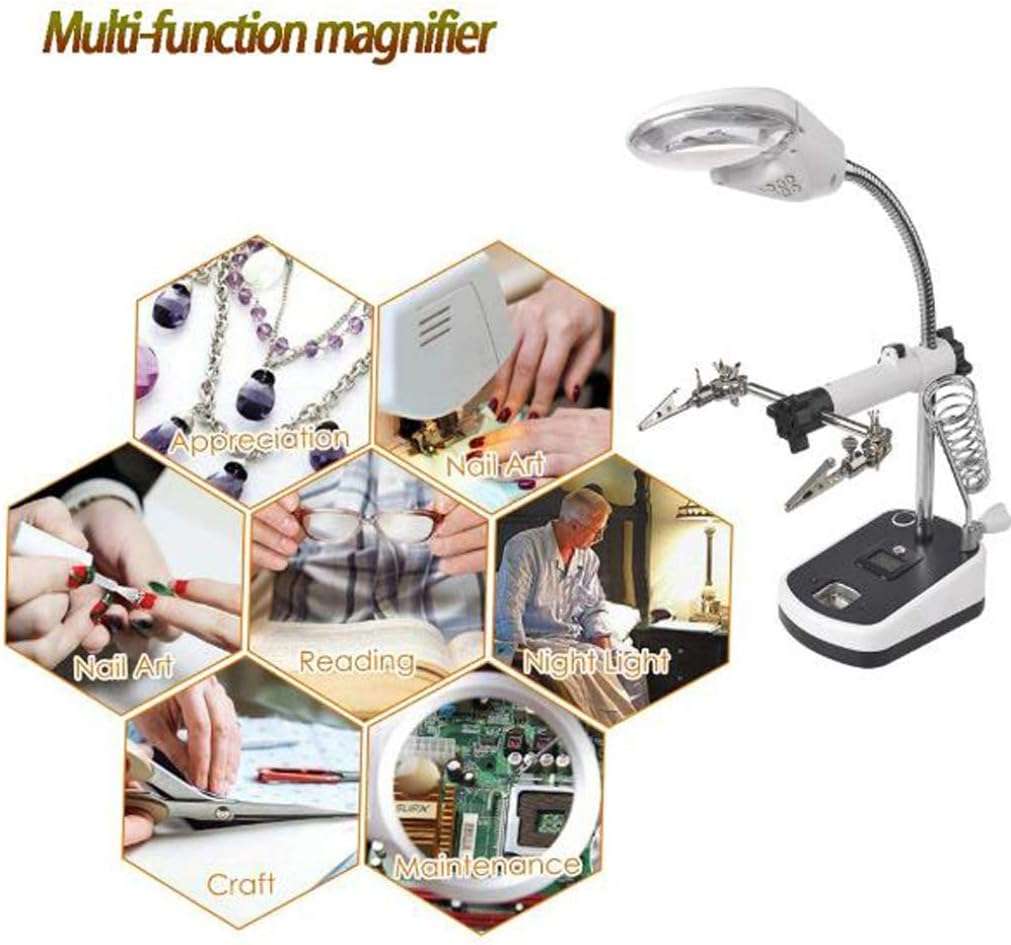 5 LED Light Auxiliary Lamp Soldering Stand Magnifier