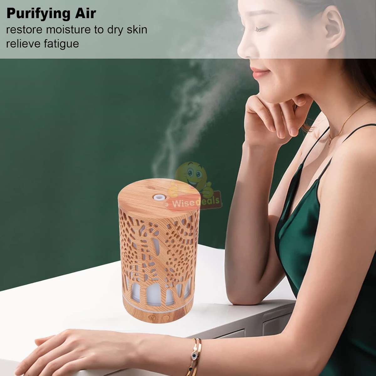 Wood Grain 7 LED Colour Light and Ultrasonic Humidifier Aroma Diffuser