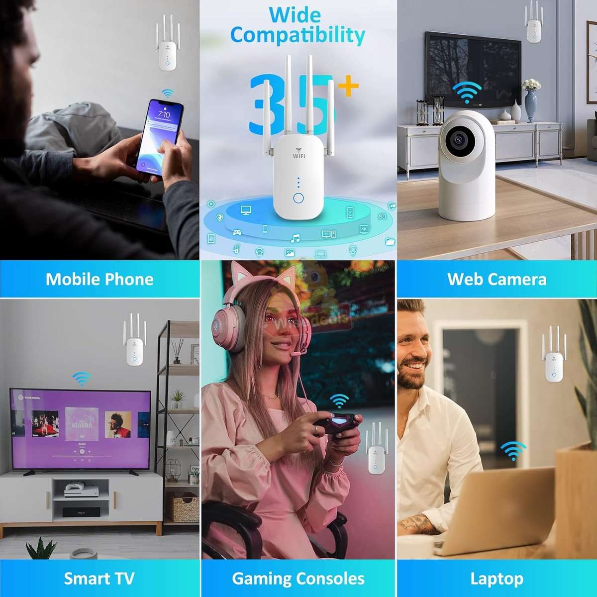 WiFi Extender, 4 Antennas for a Stronger Signal, Extend your WIFI signal up to 300m