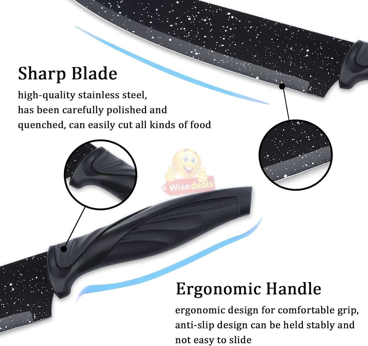 6 Piece Carbon Stainless Steel Knife Set, Perfect for slicing, Chopping, Carving...