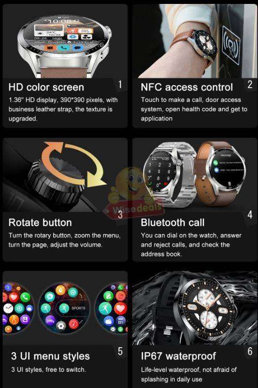 Smart Watch with 3 Straps