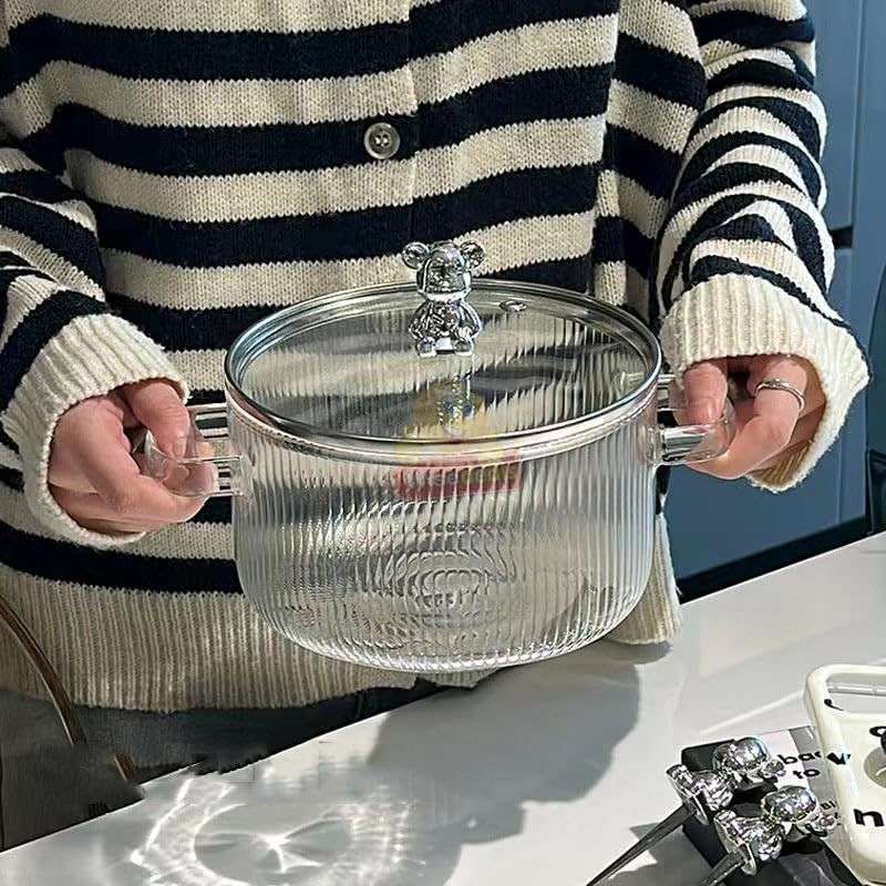 From Stovetop to Tabletop Super Cute Bear High Borosilicate Glass Pot