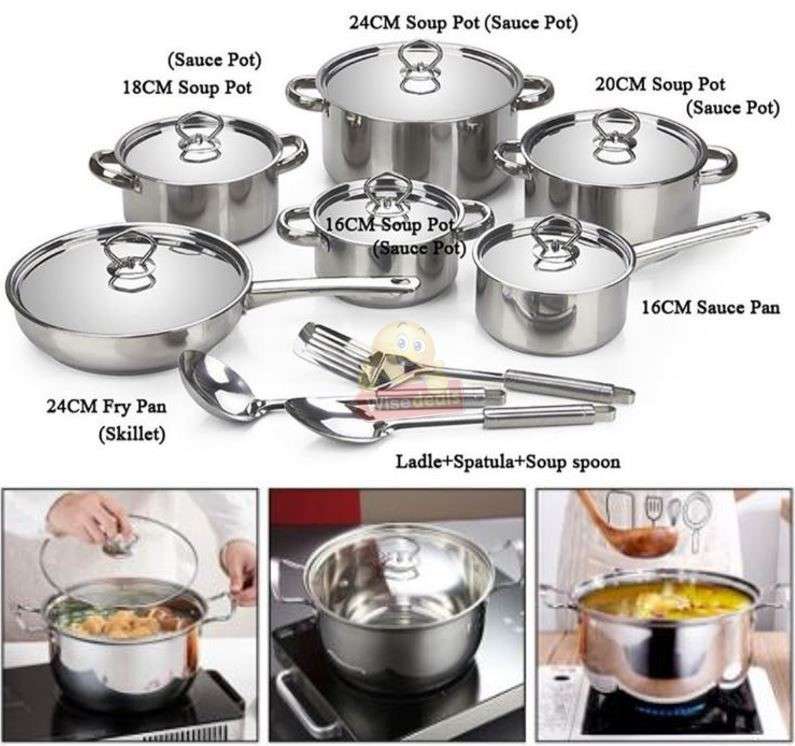 15 Piece Stainless Steel Mirror Polished Cookware set