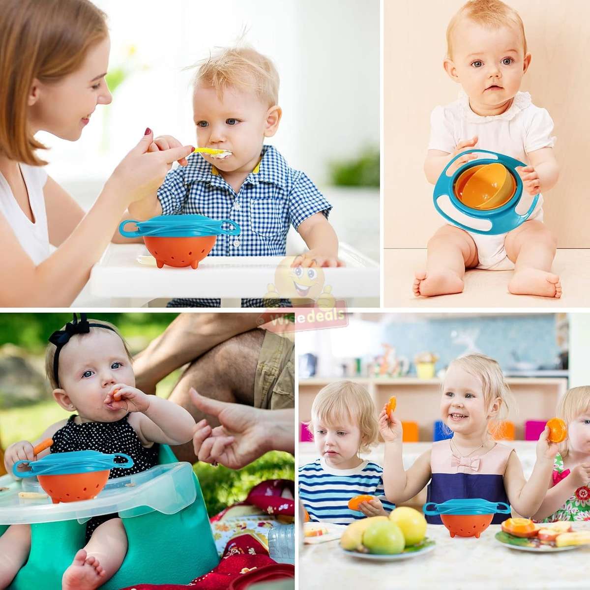 Non-spill Feeding 360° Rotating Gyro Bowl