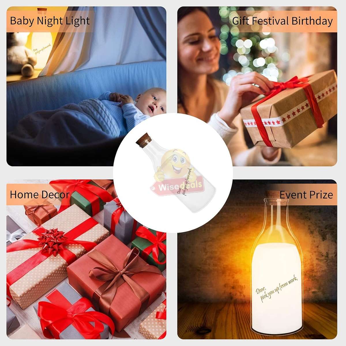 Creative DIY Message Lamp Milk Bottle Led Bedside Lamp