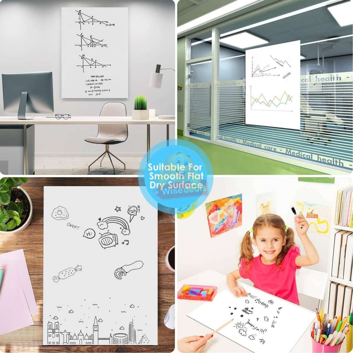 Whiteboard Wall Sticker 2000mm X 600mm