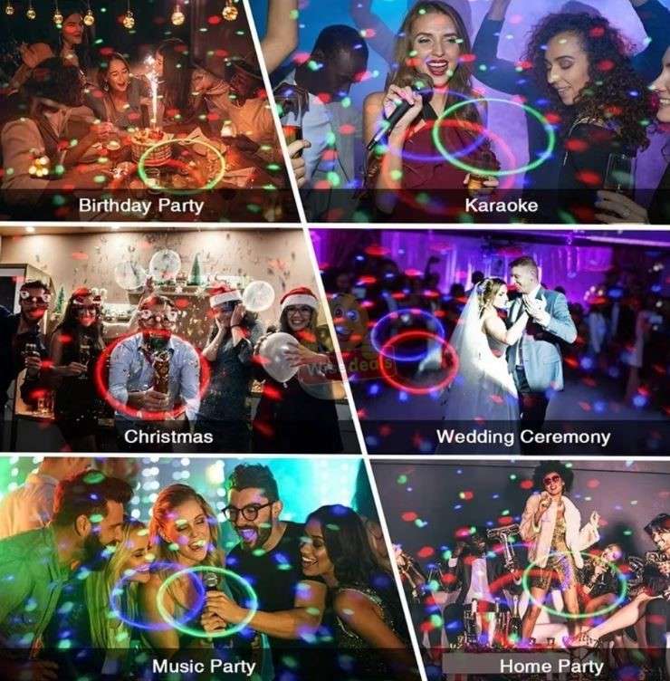 LED Crystal Magic Ball Rotating Stage Light with Bluetooth Speaker in White