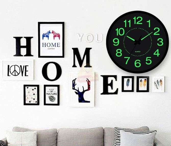 Large Luminous 3D Silent Glow in the Dark Quartz Wall Clock
