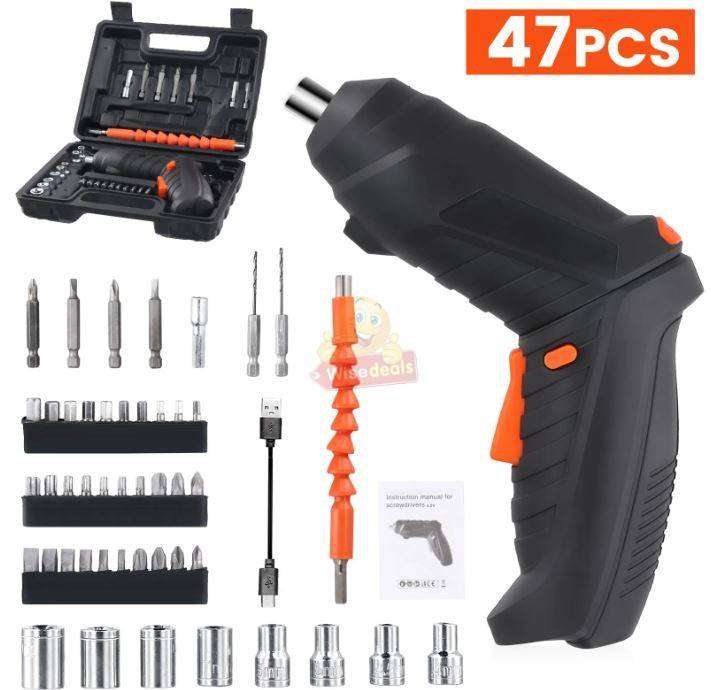 47Pcs 3.6V Cordless Electric Screwdriver Tool Kit