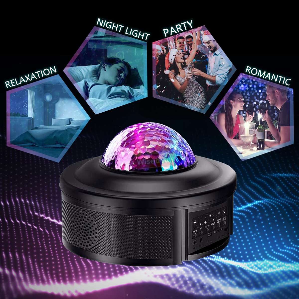 Bluetooth Speaker and Starry Sky Projection Night Light with Remote