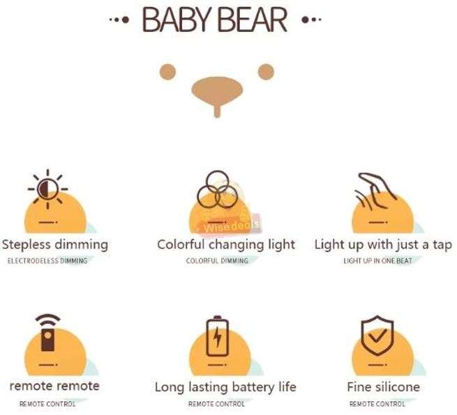 Different Colour Little Fat Bear LED Silicone Night Lamp