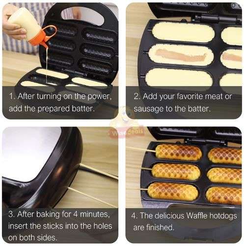 RAF Waffle Corn Hot Dog Maker 750watt