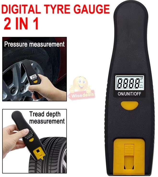 2 in 1 Digital LCD Display Tyre Air Pressure Gauge Meter