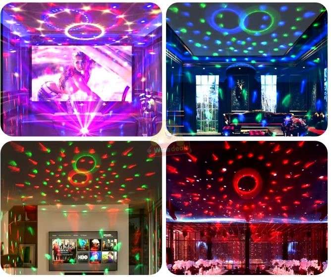 LED Crystal Magic Ball Rotating Stage Light with Bluetooth Speaker in White