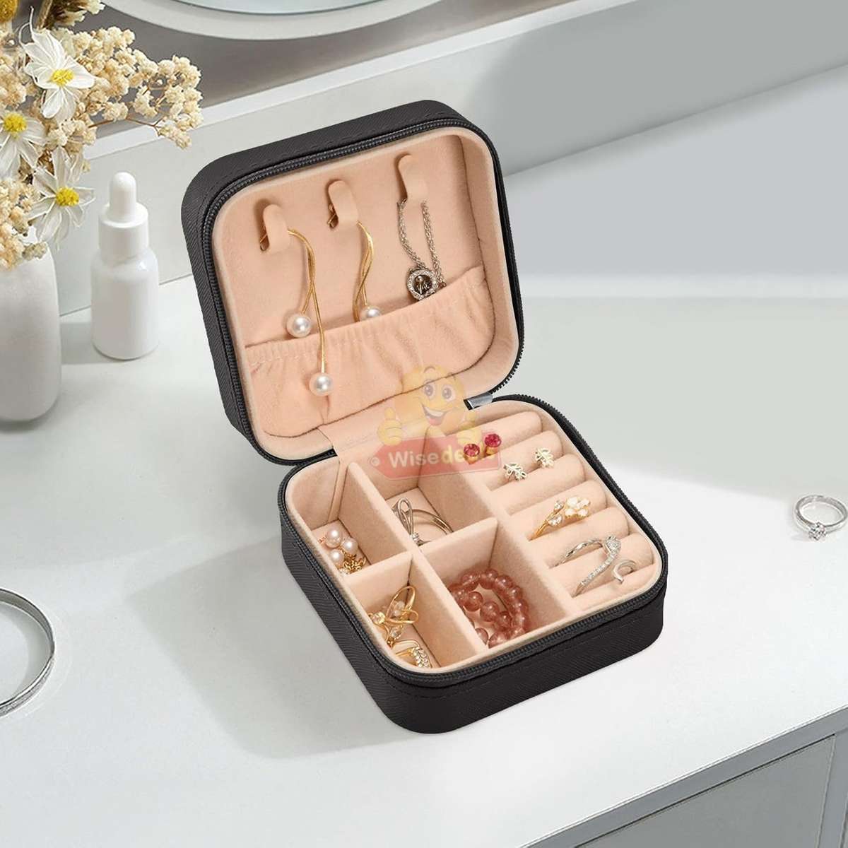 Leather Jewellery Zipper Storage Box