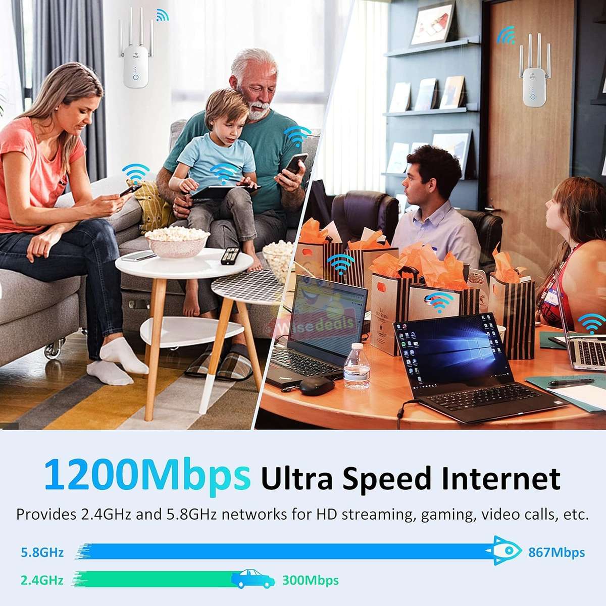 2.4G 5.8G 1200Mbps WIFI Extender up to 300 Metres, Fast, Reliable and Easy to Setup - START R1 ONLY