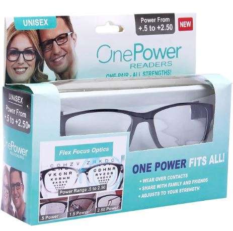One Power Unisex Reading glasses power from .5X to 2.5X
