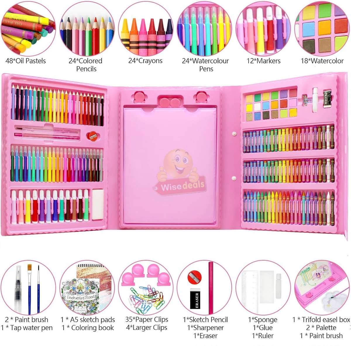 Super Mega 208 Piece Premium Art Set, Keep your Child busy for Hours and a Great Gift