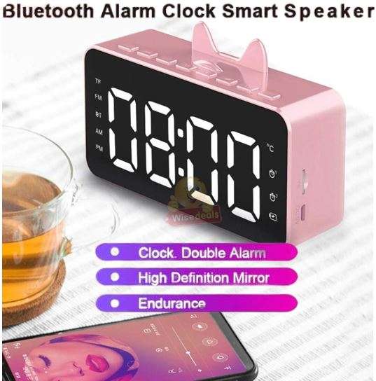 LCD Mirror Alarm clock with TF BLUETOOTH speaker, FM radio, and thermometer