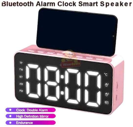 LCD Mirror Alarm clock with TF BLUETOOTH speaker, FM radio, and thermometer