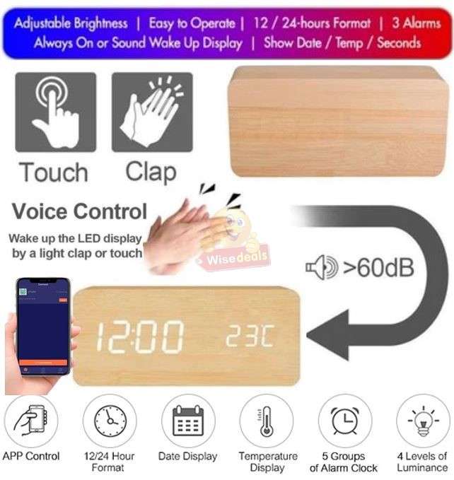 Digital LED Alarm Clock Timer Calendar Thermometer