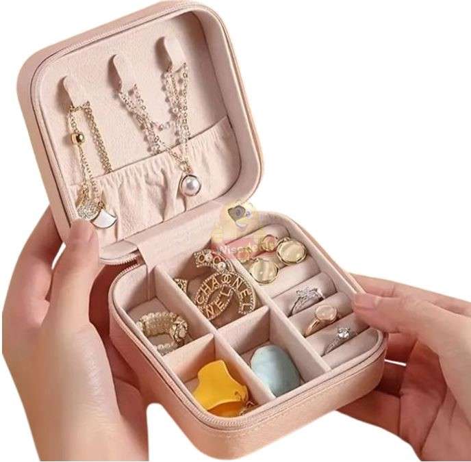 Leather Jewellery Zipper Storage Box