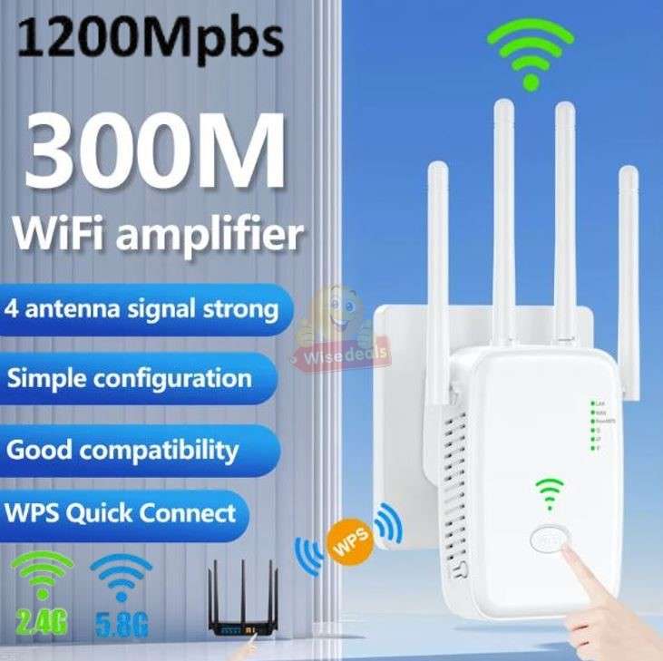 2.4G 5.8G 1200Mbps WIFI Extender up to 300 Metres, Fast, Reliable and Easy to Setup - START R1 ONLY