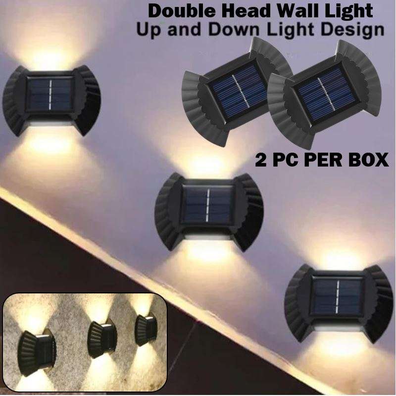 2 Pack Solar Double Head Waterproof Solar Wall Lights