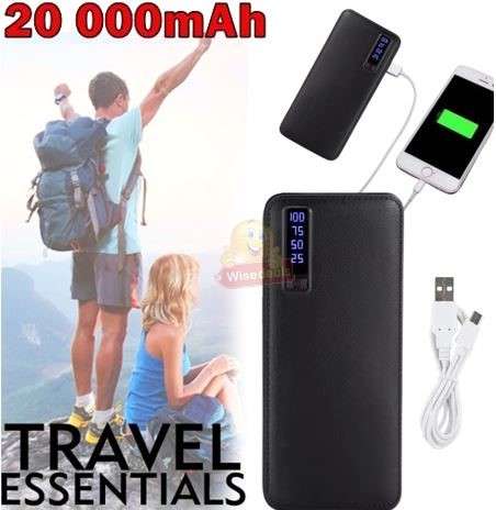 3 USB Backup Power Bank large capacity 20 000mAh with Flashlight charge 3 devices simultaneously