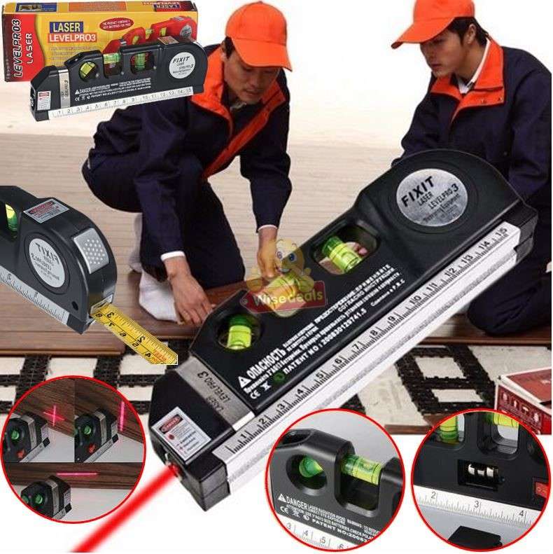 Laser Level Pro 3 Multi-Purpose Measuring Tool With 2.5m Tape