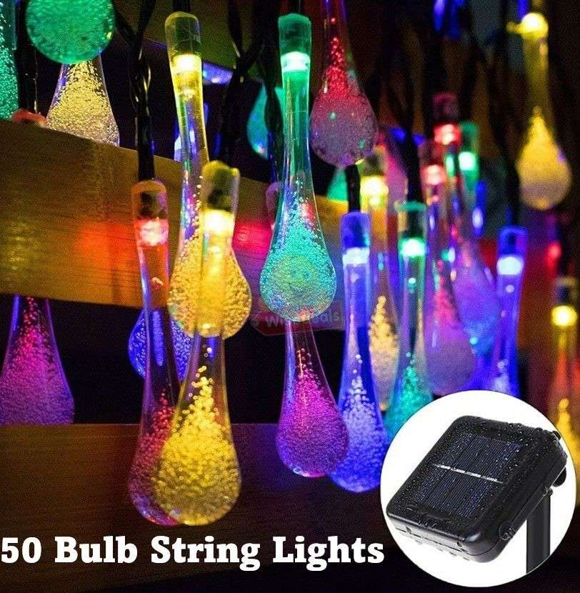 9.5M SOLAR LED String Lights with 50 Multi-colour Bulbs