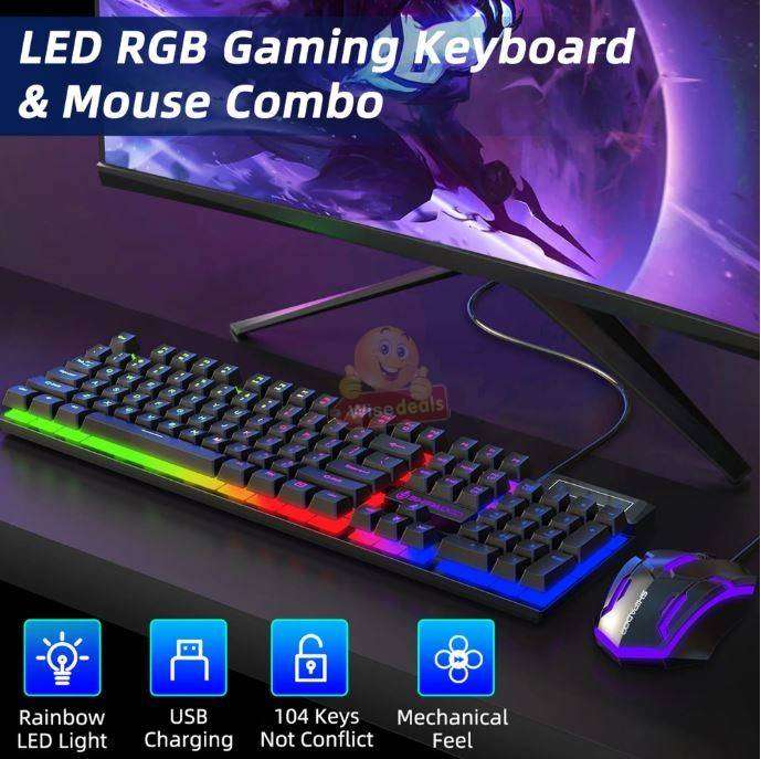 LED Backlight Gaming Keyboard and Mouse Set