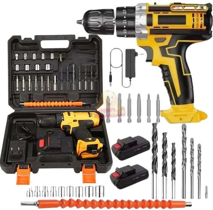 Powerful Cordless Drill with 2 Lithium Batteries and Accessories in a handy Carry Case
