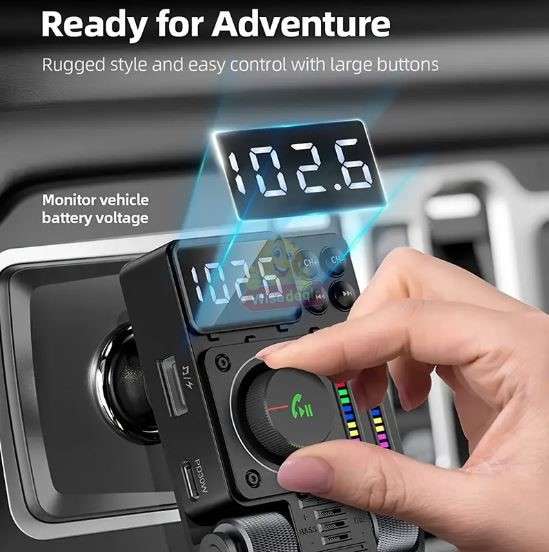 Bluetooth Car 5.3 FM Transmitter, PD 30W Type C Fast Charge & USB Port HiFi