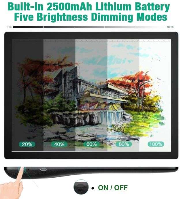 Large 2500mAh Lithium Battery LED Brightpad with scale