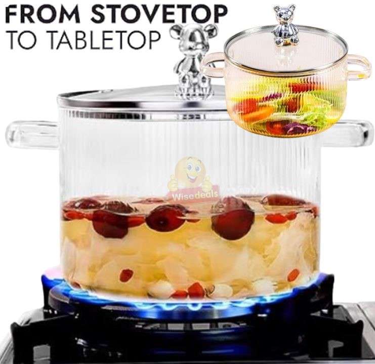 From Stovetop to Tabletop Super Cute Bear High Borosilicate Glass Pot