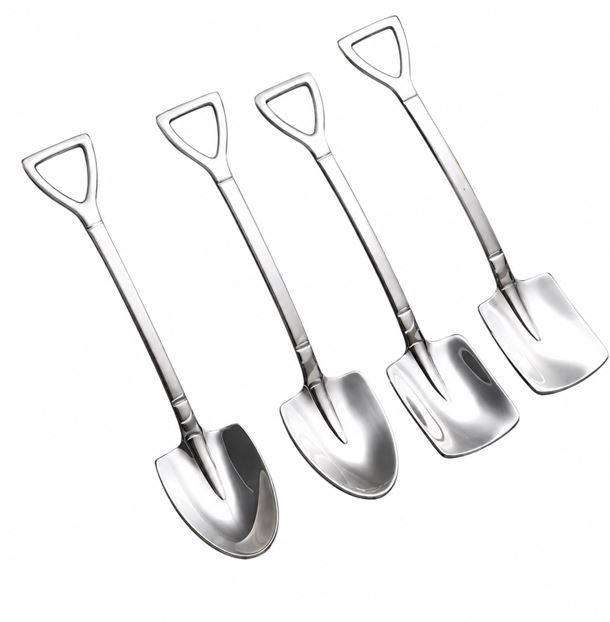 4PC Stainless Steel Shovel Shape Dessert Spoon Set