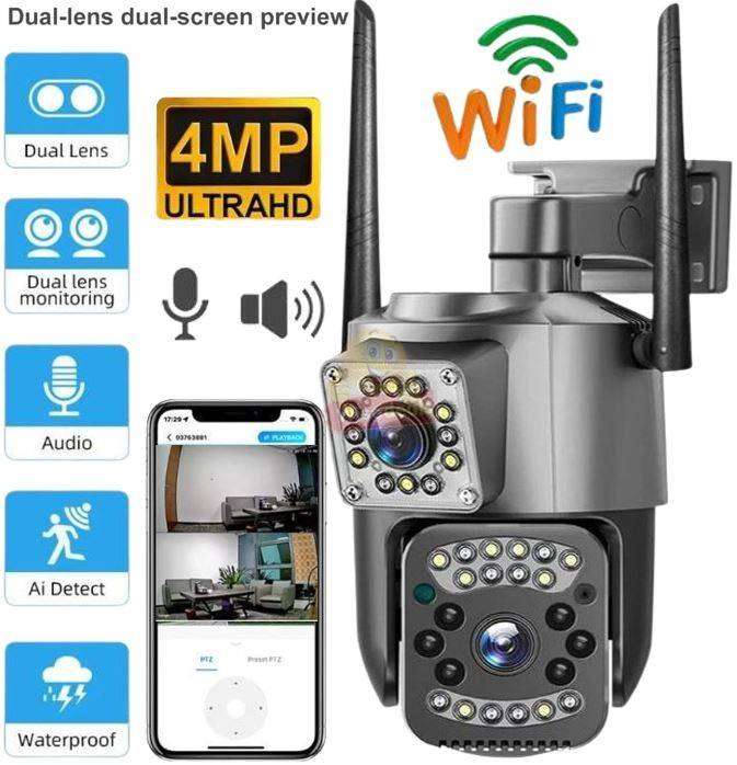 Dual Lens Waterproof Outdoor WIFI IP Camera with V380 PRO App
