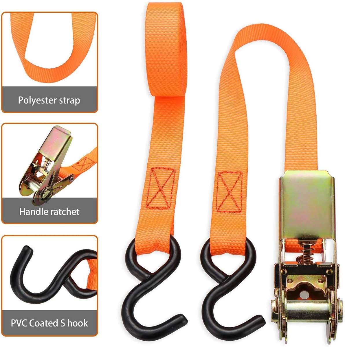 2 Piece 15 Ratchet Tie Down Set