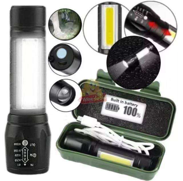Mini Metal USB LED Rechargeable Flashlight compact in box