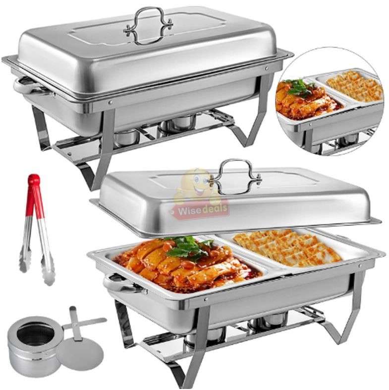 Double chafing stainless steel dish