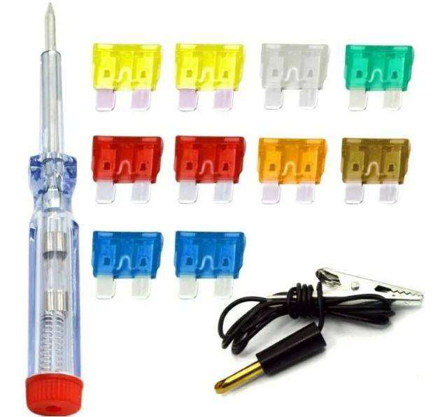 10 Piece Automotive Blade Fuse Set with Tester