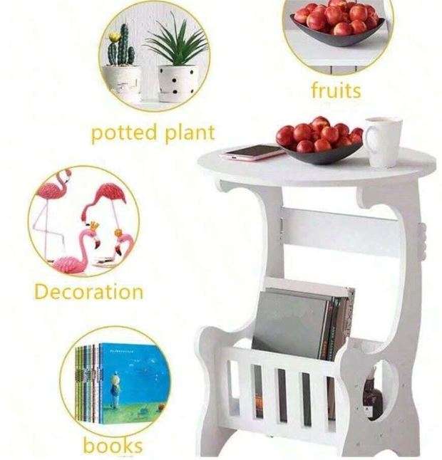 Mini Round Coffee Tea Home Living Room Magazine Storage Rack Bedside Table