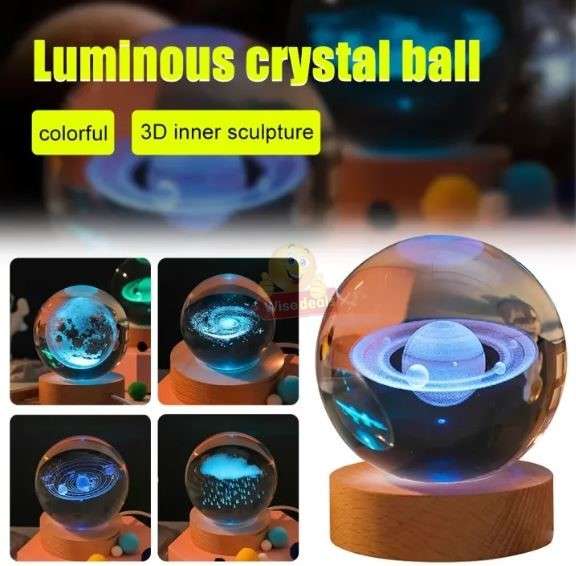 Luminous 3D Laser Engraving crystal ball night Light